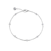 Small Bezel Set Anklet in Platinum